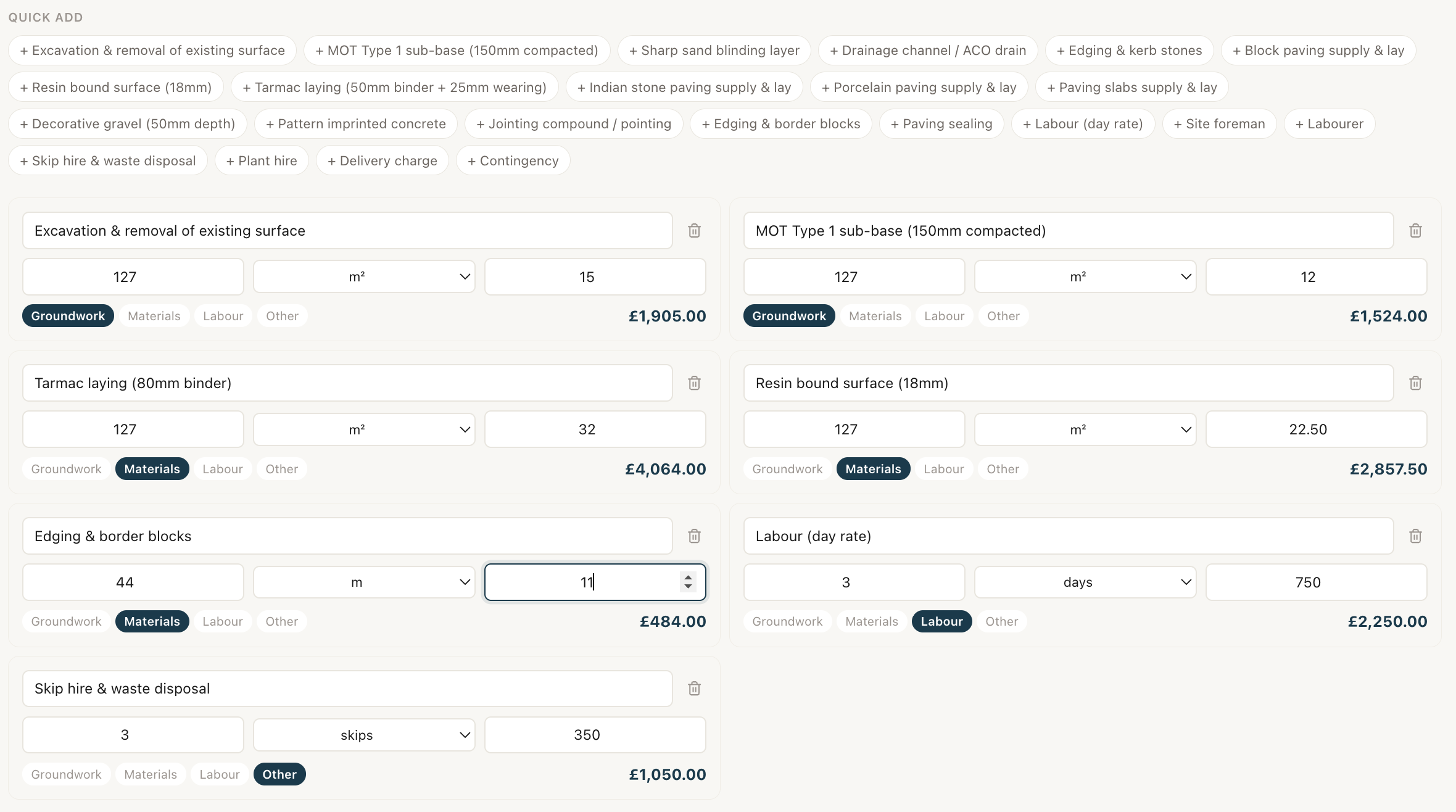 Quote builder